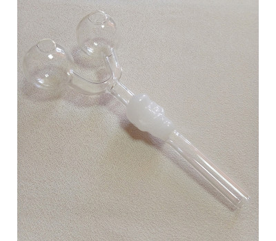 Стеклянная трубка для курения Skull Double Oil White Ø30 мм.