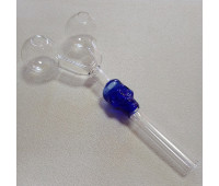 Стеклянная трубка для курения Skull Double Oil Blue Ø30 мм.