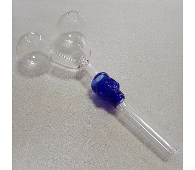 Стеклянная трубка для курения Skull Double Oil Blue Ø30 мм.