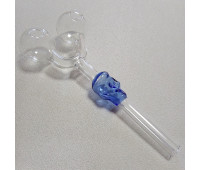 Стеклянная трубка для курения Skull Double Oil Light Blue Ø30 мм.