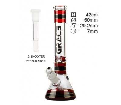 Бонг стеклянный Grace Glass | Striped Series Red H:32cm - D:50mm - SG:29mm Бонг стеклянный Grace Glass | Striped Series Red H:32cm - D:50mm - SG:29mm