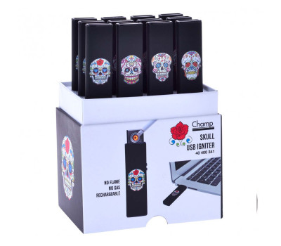 Зажигалка Champ | USB lighters Black Skull