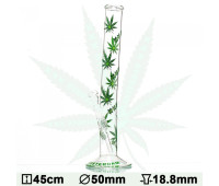 Бонг стеклянный Green XXX Amsterdam Leaf - H:45cm- ?:50mm