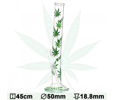 Бонг стеклянный Green XXX Amsterdam Leaf - H:45cm- ?:50mm Бонг стеклянный Green XXX Amsterdam Leaf - H:45cm- ?:50mm