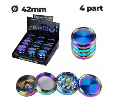 Гриндер алюминиевый CHAMP HIGH RAINBOW DIAMOND GRINDER 42 mm