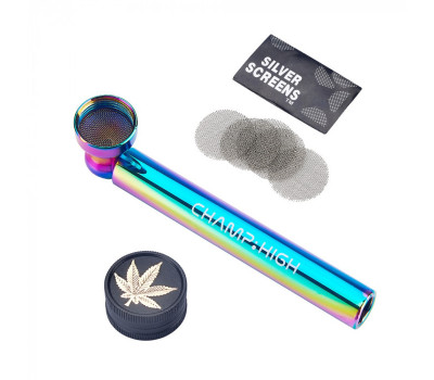 Трубка и гриндер CHAMP HIGH RAINBOW GLASS PIPE & GRINDER